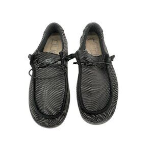 Hey Dude Mens Wally Sport Fashion Sneakers Size 8 Black Mesh Lace Up Casual